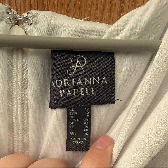 Adrianna Papell Ivory Long Sleeve Dress w/ Cape - Picture 5 of 6